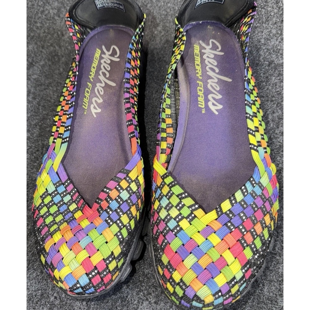 Skechers EZ Flex‎ Woven Flats Womens 9.5 Multicolor Memory Foam Slip On